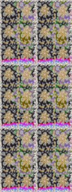 Doğum günü kartı, davetiye ya da afiş için iyidir. Dekoratif simetri arabesk. Gri renklerde altın. Raster illüstrasyonu. Kusursuz ortaçağ çiçek desenleri..