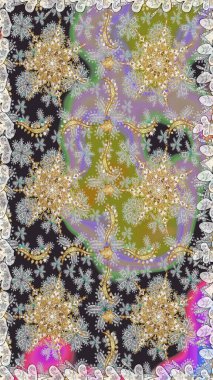 Barok tarzında kusursuz bir doğulu süsü. Gri ve nötr renklerde altın elementlerle geleneksel klasik altın raster deseni.