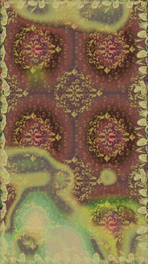 Şablon, pürüzsüz, çiçekli kenar. Eski moda arka plan. Kıvırcık, parlak örgü. Raster illüstrasyonu. Çiçek çelengi. Güzel, pürüzsüz kumaş, tuval..