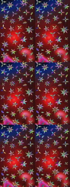 Çiçek desenli çizim. Raster illüstrasyonu. Kırmızı ve kahverengi renkte çiçekler. Düz Çiçek Elementleri Tasarımı. Renkli Bahar Teması eskiz kalıbı. Asya tekstil tarzında.