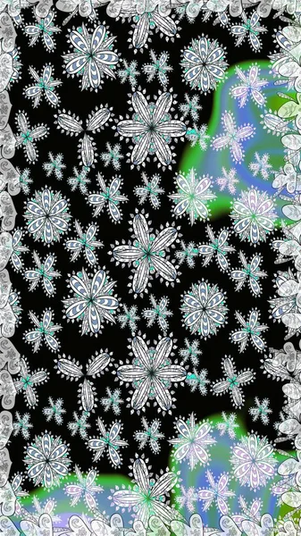 Renkli Bahar Temalı Kusursuz Arkaplan. Düz Çiçek Elementleri Tasarımı. Raster..