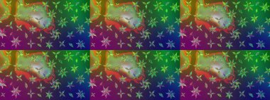 Vadinin yeşil ve mavi renkli çiçekleri. Çiçeksel çizim kalıbının çizimi.