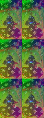 Sabıka fotoğraflarında, bebek kıyafetlerinde, duvar kâğıtlarında, paket kutularında falan kullanılabilir. Zarif, parlak ve eskiz yeşil ve kahverengi desenli.