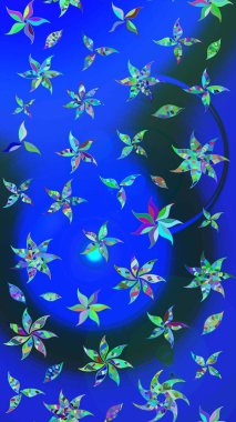 Çiçekli, yapraklı, çiçek desenli eskiz. Raster illüstrasyonu. El çizimi.