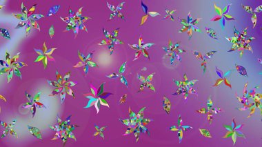 Raster illüstrasyonu. Raster deseni. Soyut çiçek çizim kalıbı arka planı. Küçük çiçekteki sevimli çiçek deseni. Mor ve nötr renklerde.