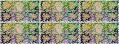 Tarafsız ve gri renklerde altın elementlerle kusursuz desen. Geleneksel oryantasyon süsü. Raster illüstrasyonu. Kusursuz klasik raster altın desenli. Klasik vintage arkaplan.