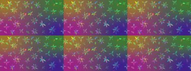 Düz Çiçek Elementleri Tasarımı. Mor ve yeşil renkli çiçekler. Sketch Colour Spring Theme eskiz kalıbı. Sevimli çiçek raster deseni.