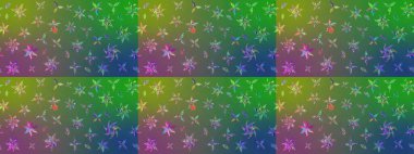 Yeşil ve mavi renkte çiçek çizimi. Şatafatlı bahar bahçesi dokusu. Raster illüstrasyonu. Yeşil ve mavi renkte çiçekler. Çiçek deseni.