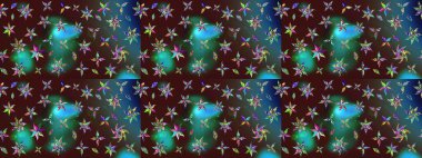 Zentangle soyut çiçekleri. Karalama çiçeği. Raster illüstrasyonu. Güzel kumaş deseni. Renkli Bahar Teması eskiz kalıbı. Düz Çiçek Elementleri Tasarımı.