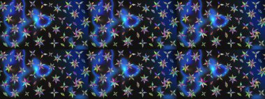 Suluboya, elle çizilmiş. Raster illüstrasyonu. Gri ve mavi renkte yaprakları olan yabani çiçekler. Taslak arkaplan deseni.