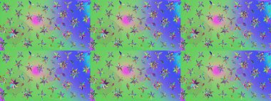 Raster illüstrasyonu. Klasik çiçek tasarımı elementleri. Yeşil ve mavi kıvırcık çiçekler yeşil ve mavi renklerde.