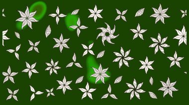 Raster illüstrasyonu. 3D çiçekler, eskiz. Yeşil ve nötr renklerde.