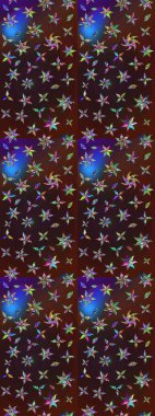 Soyut etnik raster çizim kalıbı. Vadinin çiçekleri kahverengi ve mor renklerde. Çiçekler..