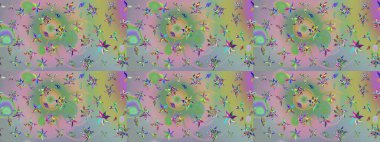 3D çiçekler, eskiz. Tarafsız ve yeşil renklerde. Raster illüstrasyonu.