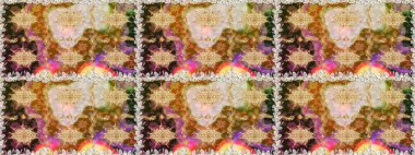 Çiçek deseni. Duvar kâğıdı barok, İspanyol kumaşı. Kusursuz raster arka plan. Kahverengi ve bej renklerde altın elementler. Şekil grafik deseni.