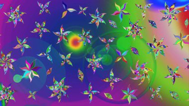 Düz Çiçek Elementleri Tasarımı. Renkli Bahar Teması eskiz kalıbı. Raster illüstrasyonundaki çiçek desenli çizim. Süslü kumaş deseni.