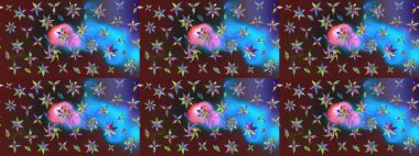 Çizim çiçek deseni duvar kağıdı, web sitesi arka planı, ambalaj kağıdı, davetiye, broşür, afiş veya web sitesi için kullanılabilir. El çizimi Raster çizimi. Parlak elementlerin.