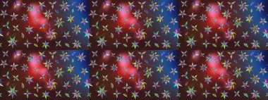 Sevimli çiçek raster deseni. Kahverengi ve mor renkli çiçekler. Renkli Yaz Temalı eskiz kalıbı. Düz Çiçek Elementleri Tasarımı.