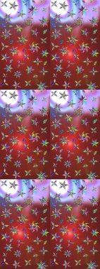 Soyut etnik raster çizim kalıbı. Vadinin çiçekleri kahverengi ve kırmızı renklerde. Çiçekler..