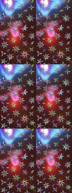 Kahverengi ve mor renkte güzel çiçekli eskiz deseni, suluboya çiçek deseni, duvar kağıdı, kart veya kumaş için fayanslı. Raster..