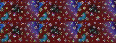 Çiçekli karalama şeklinde Raster çiçek deseni. Yumuşak, bahar çiçekli arka plan. Kırmızı ve kahverengi renkte çiçekler.