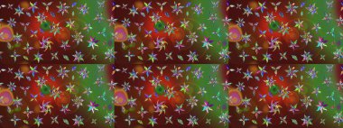 Raster illüstrasyonundaki çiçek desenli çizim. Suluboya tarzında renkler üzerine çiçekler.