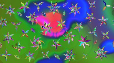 Renkler üzerine çiçek desenli çizimler, el yapımı papatyalar, papatyalar. Tekrar eden çiçek arkaplanı, zarif çiçek duvar kağıdı.