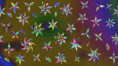 Raster düz çiçek çizim deseni. Hediye ambalaj kağıdı, tebrik kartları, posterler ve pankart tasarımı. Renkli çiçekler.