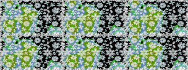 Elle boyanmış suluboya, dikişsiz çiçekler ve bitkiler. Yeşil ve nötr renkte çiçekler.