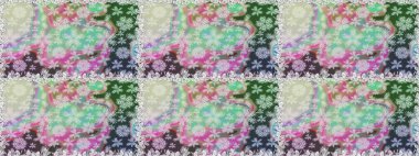 Tarafsız ve gri renklerde etnik çiçeklerle kusursuz bir desen. Raster Çiçek İllüstrasyonu güzel tekstil..