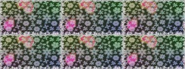 Ağaç dallı bahar çiçekleri ile desen, gri ve çiçek silueti ile yeşil renkler. Raster deseni.