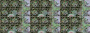 Arkaplan dokusu, duvar kağıdı, gri ve yeşil renkli çiçek teması. Soyut etnik raster kusursuz desen. Kabile sanatı boho baskısı, klasik çiçek arkaplanı.