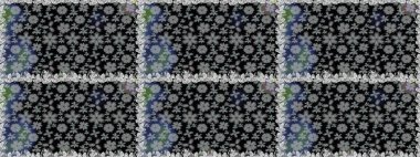 Gri ve siyah renkli çiçekler. Raster illüstrasyonu. Tropik, dikişsiz çiçek deseni..