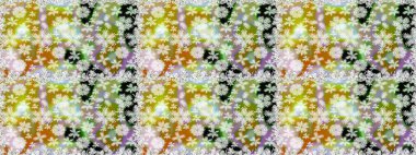 Renkli Yaz Temalı Kusursuz Arkaplan. Raster Illustrasyon 'da moda olmayan çiçek deseni. Düz Çiçek Elementleri Tasarımı. Güzel kumaş deseni.