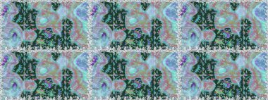 Kumaş desenli papatya çiçeği detayı. Mavi ve nötr renkte çiçekler.