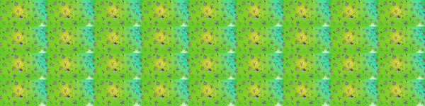 Çiçek ve yapraklı karalama şeklinde Raster çiçek deseni. Raster illüstrasyonu. Yeşil ve sarı renklerde bahar çiçekleri..