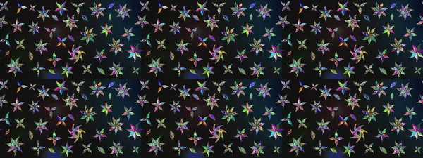 Raster illüstrasyonu. El çizimi çiçekli soyut çizim kalıbı. Gri ve mavi renkte çiçekler.