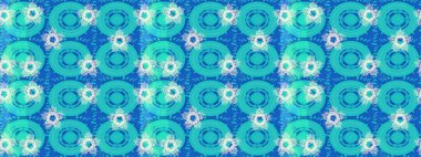 Raster illüstrasyonu. Mavi, nötr ve yeşil renkler ve kar taneleri. Renkli arka planda izole tatlı kar taneleri.