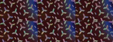 El çizimi, dövme stili karalama, kumaş tasarımı ve Raster illüstrasyonunda kartlar. Contour kahverengi, menekşe ve mor mandala şekilli kar taneleri sanat terapisi tarzı zen çizim için..