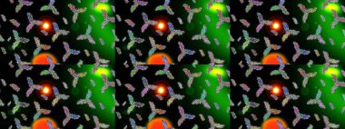Noel ve yeni yıl moda baskıları için tatil tasarımı. Siyah, yeşil ve mavi kar taneleri. Raster illüstrasyonu. Kar tanelerinin soyut arkaplanlı Noel deseni.