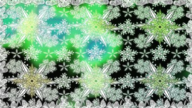 Raster illüstrasyonu. Çiçekli karalama şeklinde Raster çiçek deseni. Yumuşak, yaz çiçekleri yeşil renklerde.