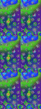 Renkli Bahar Teması eskiz kalıbı. Düz Çiçek Elementleri Tasarımı. Raster illüstrasyonundaki çiçek desenli çizim. Süslü kumaş deseni.