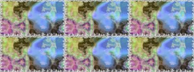 Mavi ve nötr renklerde çiçekler. Raster illüstrasyonu. Kusursuz çiçek deseni duvar kağıdı için kullanılabilir.