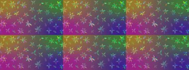 Raster illüstrasyonu. Şirin çiçekli eskiz deseni ve mor ve yeşil renkli yapraklar, suluboya çiçek deseni, duvar kağıdı, kart veya kumaş için fayanslı.