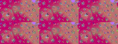 Güzel kumaş deseni. Raster illüstrasyonu. Güzel karalamalı çiçek desenli çizim. Küçük çiçekte sevimli çiçek deseni var..