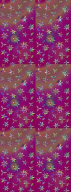 Mor ve kahverengi çiçekli eskiz deseni, suluboya çiçek deseni, sevimli çiçek, duvar kağıdı, kart veya kumaş için fayanslı. Raster - stok.