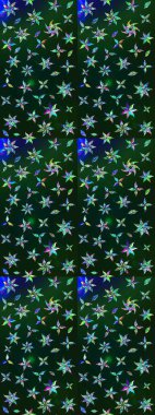 Mavi ve gri renkte şirin çiçekler. Moda baskısı, albüm, ambalaj kağıdı ve duvar kağıdı için zarif dekoratif süslemeler. Küçük çiçekli basit bir çiçek çizimi. Raster illüstrasyonu.