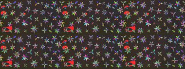 Tekstil veya kitap kapakları, imalat, duvar kağıtları, baskı, hediye paketi ve yapıştırma kitabı için çiçek eskizi geçmişi. Raster illüstrasyonu. Küçük ölçekli çiçeklerdeki basit sevimli desen.