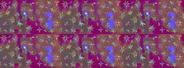 Renkli Bahar Teması eskiz kalıbı. Raster illüstrasyonu. Düz Çiçek Elementleri Tasarımı. Şirin çiçek elementleri. Çizim deseni Modaya uygun kumaş deseni.