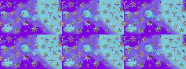 Raster illüstrasyonu. El çizimi. Çiçekli, yapraklı, çiçek desenli çizim..